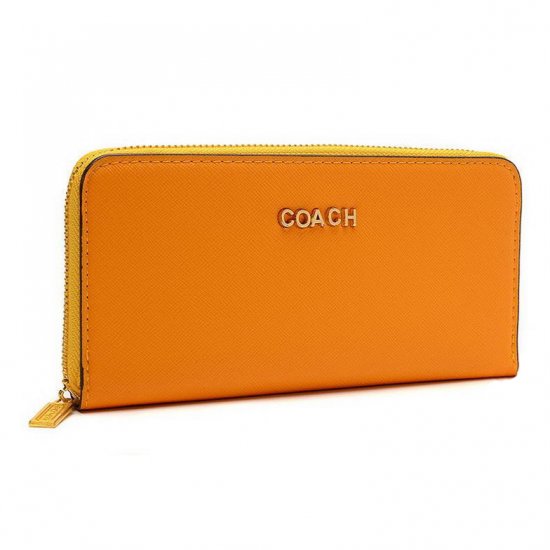 Coach Accordion Zip In Saffiano Large Orange Wallets EUP | Coach Outlet Canada - Click Image to Close